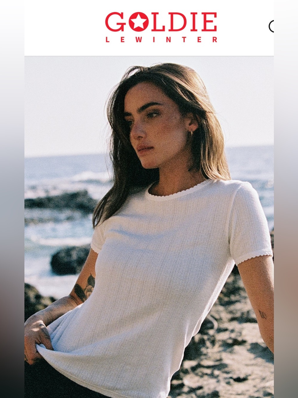 Goldie Classic White Ribbed Short-Sleeve Top - Women's